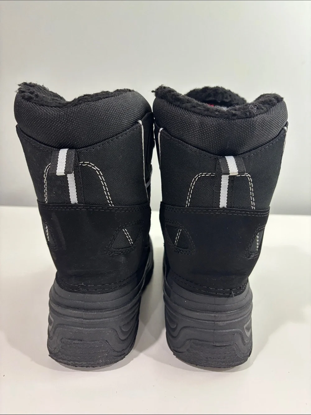 Falls Creek Black Kids Snow Boots with Reflective Trim